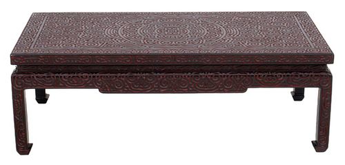 Asian Modern Black & Red Lacquer Coffee Table