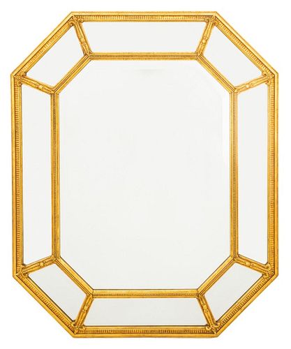 Hollywood Regency Style Octagonal Giltwood Mirror