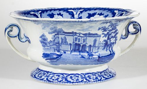 STAFFORDSHIRE AMERICAN VIEW TRANSFER-PRINTED CERAMIC COMPOTE