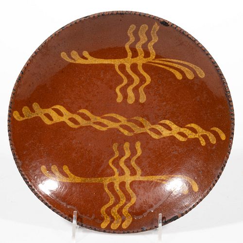 PENNSYLVANIA DECORATED EARTHENWARE / REDWARE PLATE