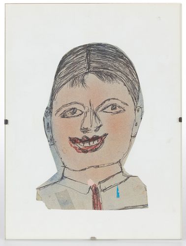 SHIELDS LANDON "S.L." JONES (WEST VIRGINIA, 1901-1997) OUTSIDER ART PORTRAIT