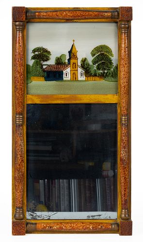 AMERICAN CLASSICAL PAINT-DECORATED WALL MIRROR