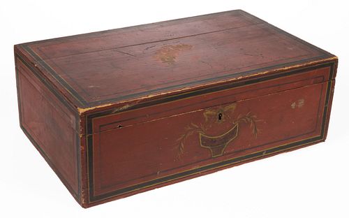 AMERICAN PAINT-DECORATED BASSWOOD BOX