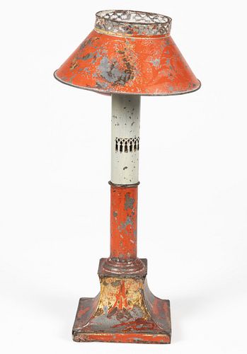 DECORATED TOLE-WARE SHEET IRON COUNT RUMFORD STAND LAMP