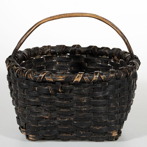 VALLEY OF VIRGINIA PAINTED STAVE-TYPE WOVEN-SPLINT BASKET