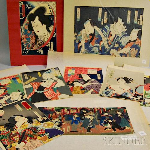 Eight Kabuki Woodblock Prints