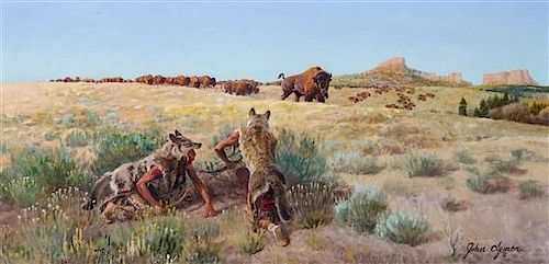 John Ford Clymer, (American, 1907-1989), Stalking Buffalo
