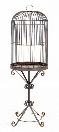 Wrought Iron Birdcage on Stand