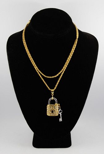 Swarovski Crystal Lock & Key Charm Necklace