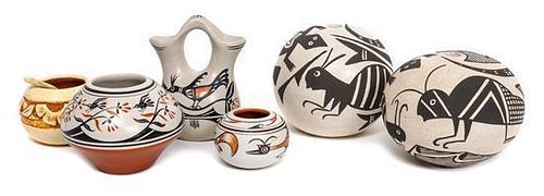 Two Barbara and Joe Cerno (b. 1951 & 1947), Acoma Seed Jars Height of largest 1 x diameter 1 1/2 inches.