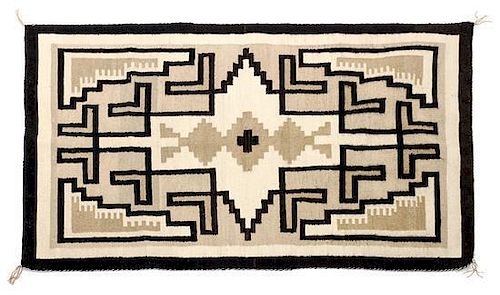 A Navajo Two Grey Hills Rug 49 x 29 1/2 inches.