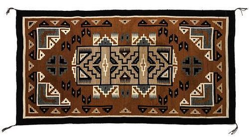 A Navajo Two Grey Hills Rug 66 x 36 inches.
