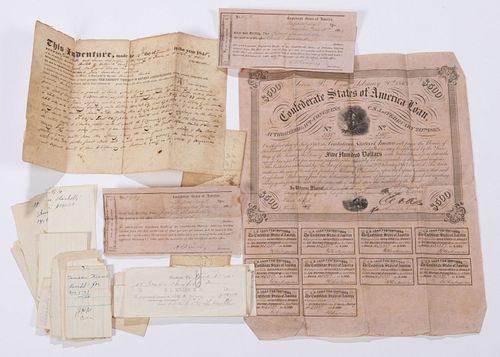 CONFEDERATE STATES BOND PLUS RELATED MATERIALS, UNCOUNTED LOT