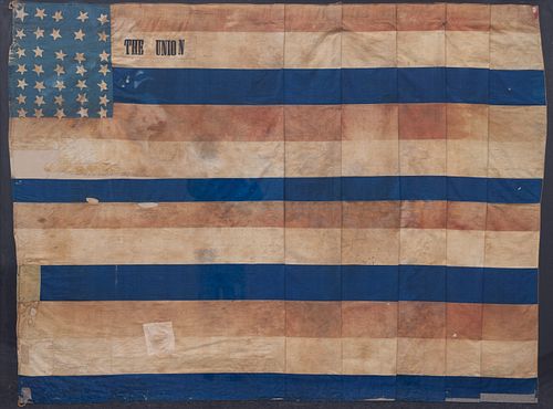RARE AND IMPORTANT 35-STAR WEST VIRGINIA STATEHOOD CIVIL WAR-PERIOD FLAG BANNER