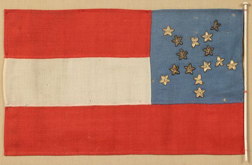 EXTREMELY RARE 15-STAR CIVIL WAR-PERIOD PROTO-CONFEDERATE "INCLUSIONARY" PARADE FLAG
