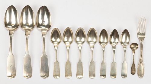 RICHMOND, VIRGINIA COIN SILVER SPOONS AND FORK, LOT OF EIGHT