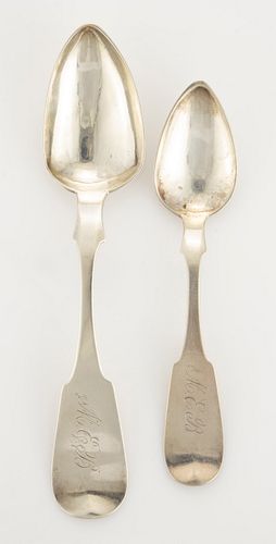 HARRISONBURG, VIRGINIA RETAILED COIN SILVER SPOONS, LOT OF TWO