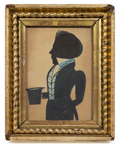 PUFFY SLEEVE ARTIST (NEW ENGLAND, ACTIVE C. 1820), ATTRIBUTED, FOLK ART HOLLOW-CUT SILHOUETTE OF A MAN