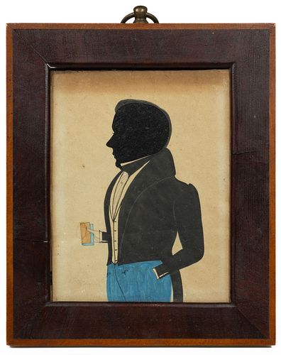 RED BOOK ARTIST (NEW ENGLAND, ACTIVE C. 1830), ATTRIBUTED, FOLK ART HOLLOW-CUT SILHOUETTE OF A MAN