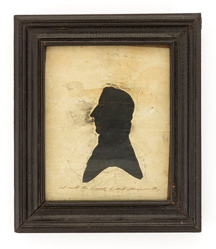 MARTHA ANN HONEYWELL (AMERICAN,1786-1856) FOLK ART HOLLOW-CUT SILHOUETTE OF A MAN