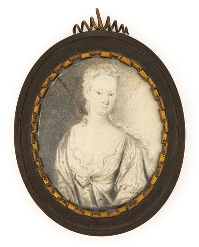 JOHN WATSON (BRITISH / AMERICAN, 1685-1768), ATTRIBUTED, MINIATURE PORTRAIT OF MARY LAURENCE VAUGHN