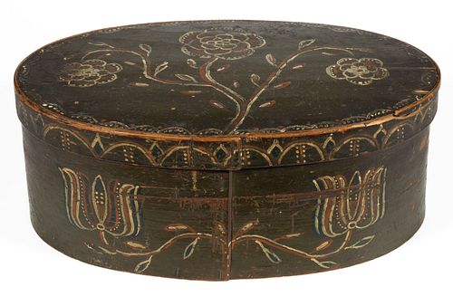 RARE SHENANDOAH VALLEY OF VIRGINIA PAINT-DECORATED BENTWOOD OVAL BOX