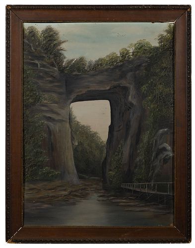 SHENANDOAH VALLEY OF VIRGINIA (19TH / 20TH C.) FOLK ART PAINTING OF NATURAL BRIDGE