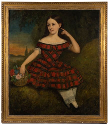 AMERICAN SCHOOL (19TH CENTURY) FOLK ART PORTRAIT OF A GIRL