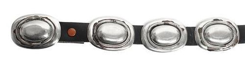 A Navajo Silver Concho Belt Length 36 inches.