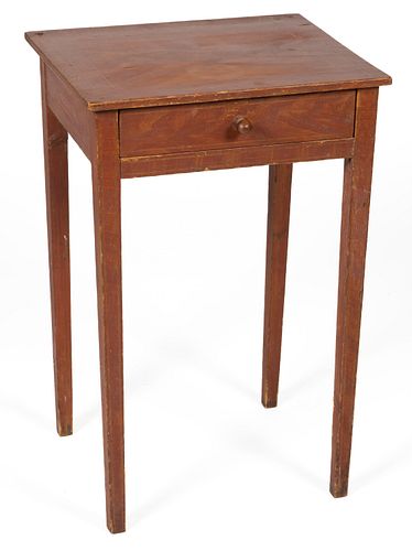 NEW ENGLAND PAINT-DECORATED PINE STAND TABLE