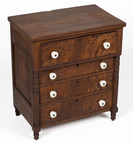 PENNSYLVANIA CLASSICAL PAINTED WALNUT CHILD'S CHEST OF DRAWERS
