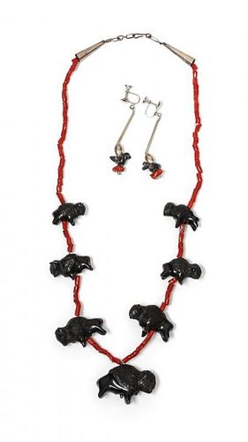 A Southwestern Coral Necklace Length 21 inches.