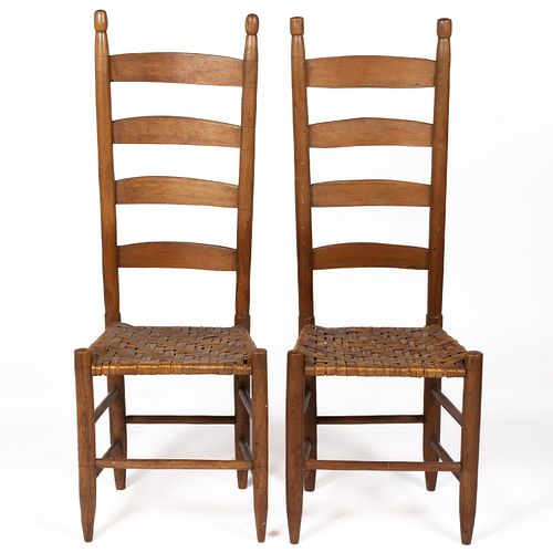 PAIR OF SOUTHERN, PROBABLY VIRGINIA, WALNUT LADDERBACK SIDE CHAIRS