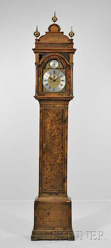 Etherington Burl Walnut and Walnut Veneered Longcase Clock