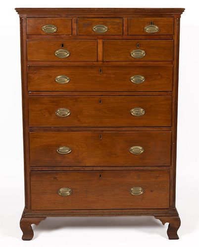 TENNESSEE CHIPPENDALE WALNUT TALL CHEST OF DRAWERS