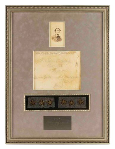 CONFEDERATE COLONEL JOHN SINGLTON MOSBY (1833-1916) COLONEL STARS FRAMED DISPLAY