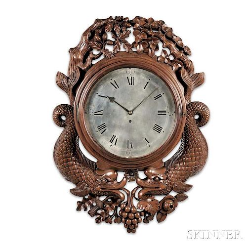 Carved Walnut Gallery Clock