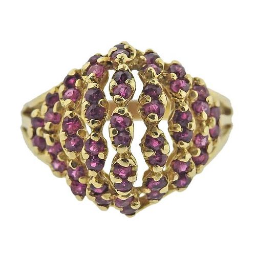 18k Gold Dome Ruby Ring