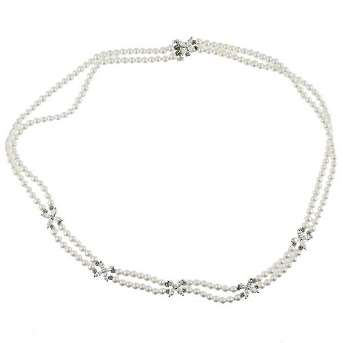 Tiffany &amp; Co Victoria Pearl Diamond Platinum Necklace