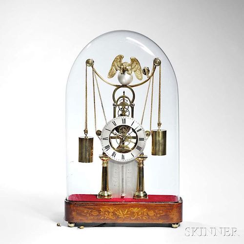 Musical French Weight-powered Skeleton Clock