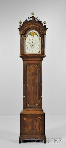 Simon Willard Tall Clock, with Mahogany Case Attributed to Stephen Badlam