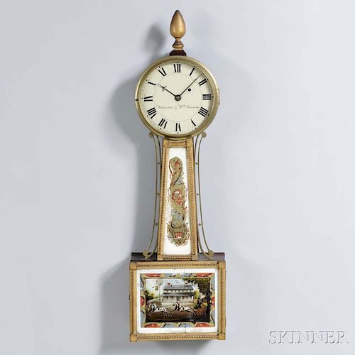 "William Cummens" Gilt-front Patent Timepiece or "Banjo" Clock