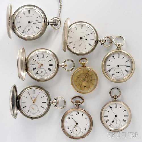 18kt Gold Open-face Watch and Seven Silver Watches