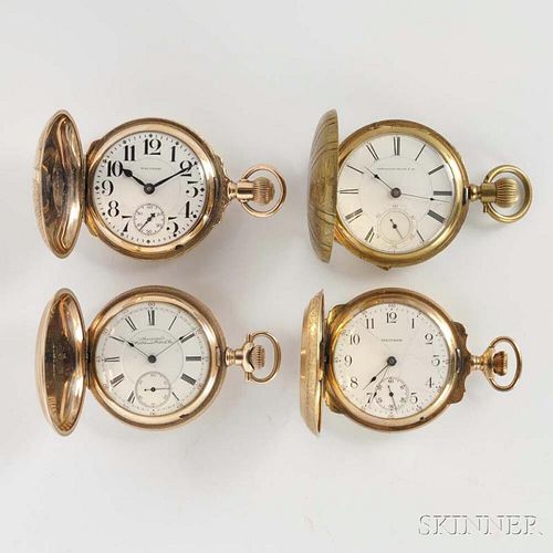 Four Waltham Gold-filled Hunter Case Watches