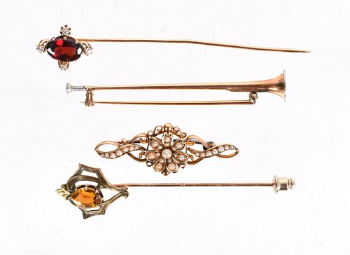A Group of Antique Gold Pins