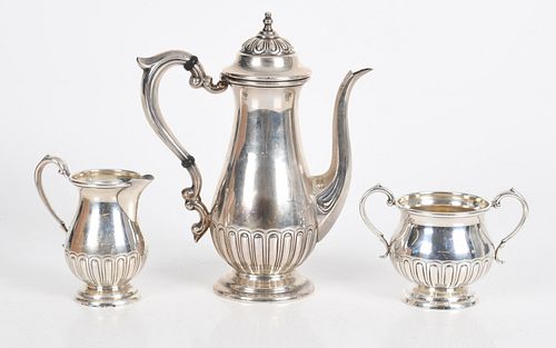 A Three Pieces Sterling Tea Set