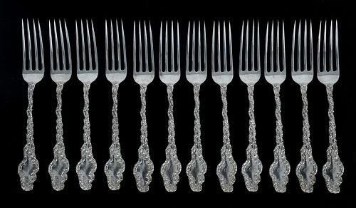 A Set of 12 Sterling Forks, Durgin