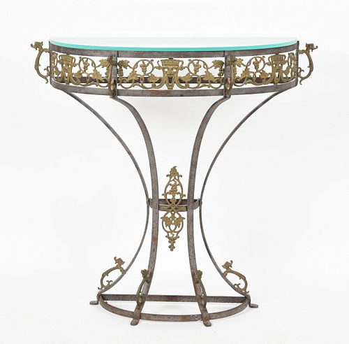 Wrought Iron Demilune Console