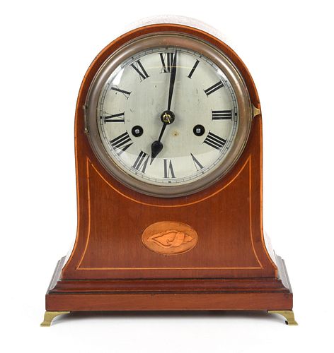 George III Style Inlaid Mahogany Mantel Clock