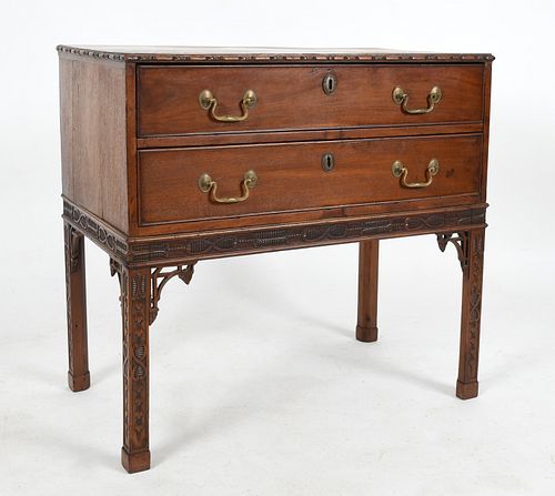 George III Style Carved Two Drawer Chest on Stand